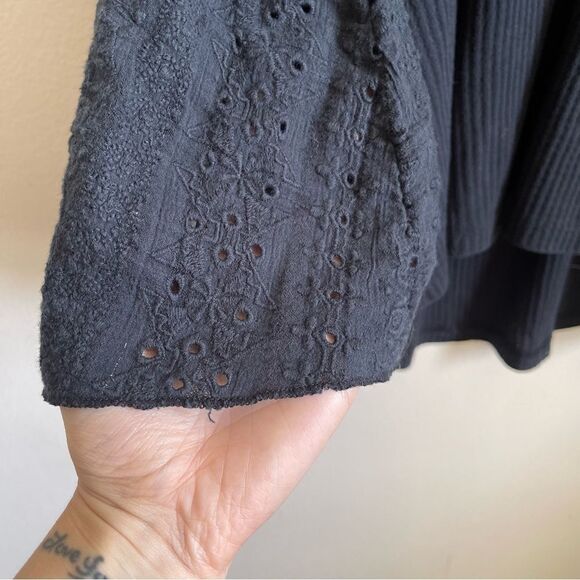 FREE PEOPLE Black Parisian Nights V Neck Top Medium - Picture 9 of 11